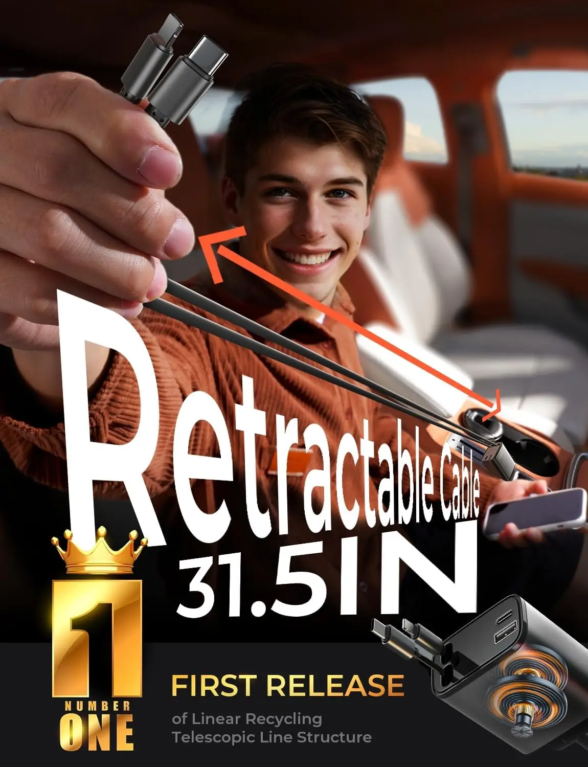 84W Retractable Car Charger, F - Car Accessories Gifts For Men 리뷰 및 가격