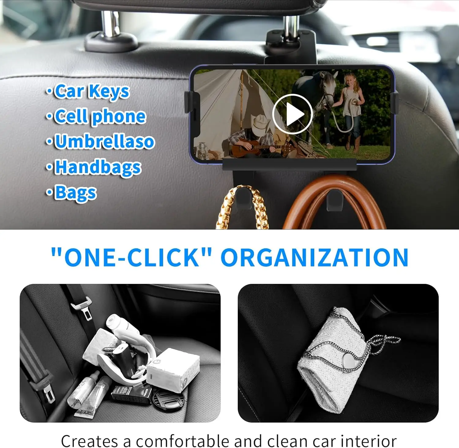 2-in-1 Car Seat Hook with Phon - Car Seat Organizer 리뷰 및 가격